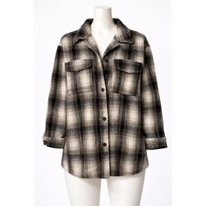 Charlotte Russe‎ Women's Plaid Shacket Flannel Shirt Jacket Overshirt